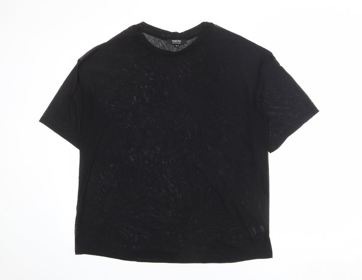 Simply Be Womens Black Polyamide Basic T-Shirt Size 14 Round Neck