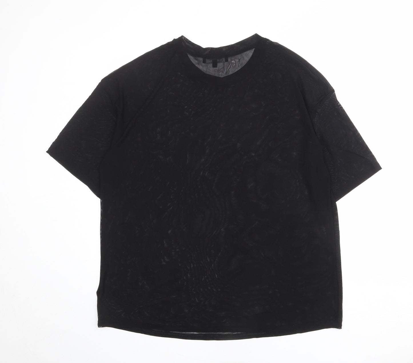 Simply Be Womens Black Polyamide Basic T-Shirt Size 14 Round Neck