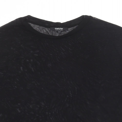 Simply Be Womens Black Polyamide Basic T-Shirt Size 14 Round Neck