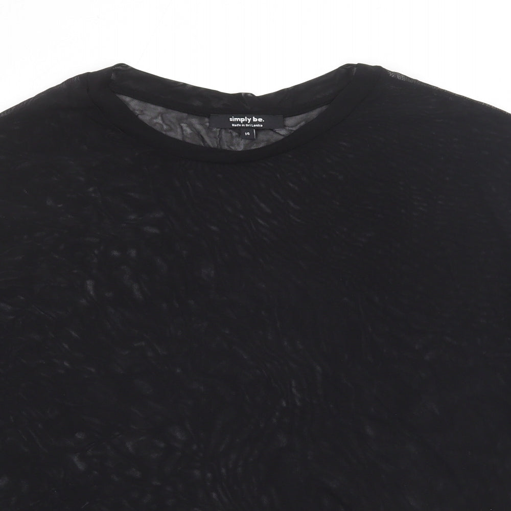 Simply Be Womens Black Polyamide Basic T-Shirt Size 14 Round Neck