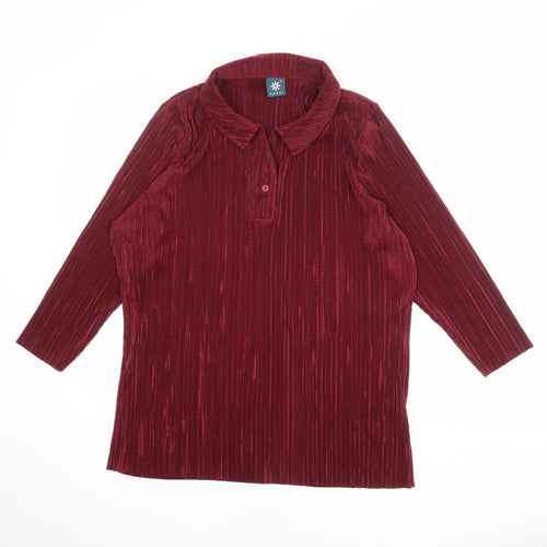 Amber Womens Red Polyester Basic T-Shirt Size 22 Collared
