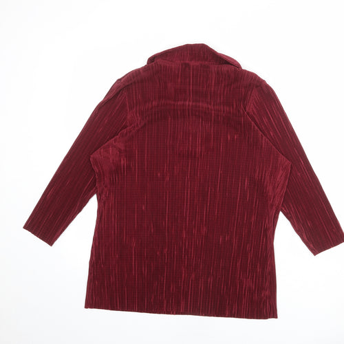 Amber Womens Red Polyester Basic T-Shirt Size 22 Collared