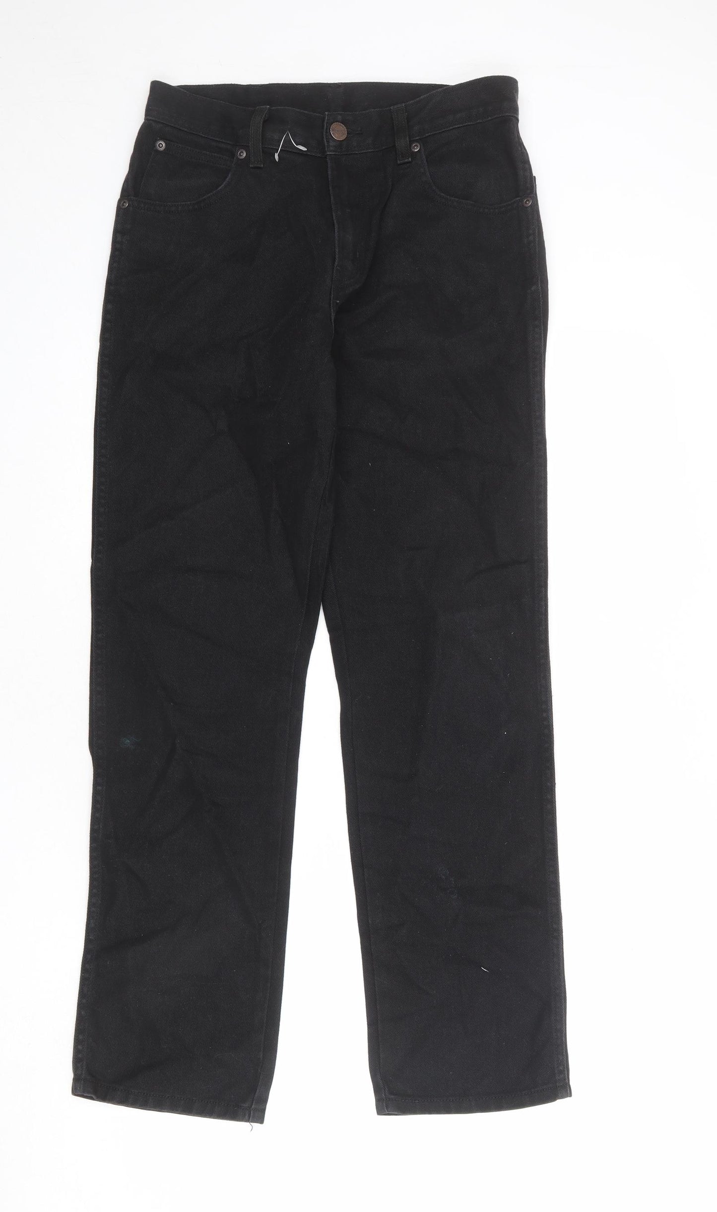 Wrangler Mens Black Cotton Straight Jeans Size 30 in L30 in Regular Zip