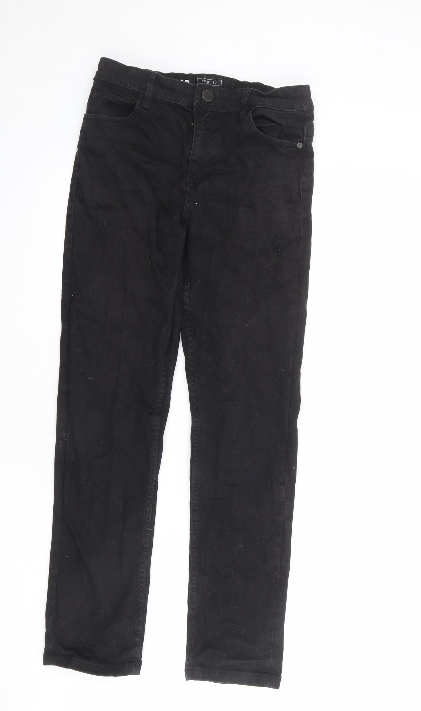 NEXT Boys Black Cotton Straight Jeans Size 12 Years L27 in Regular Zip