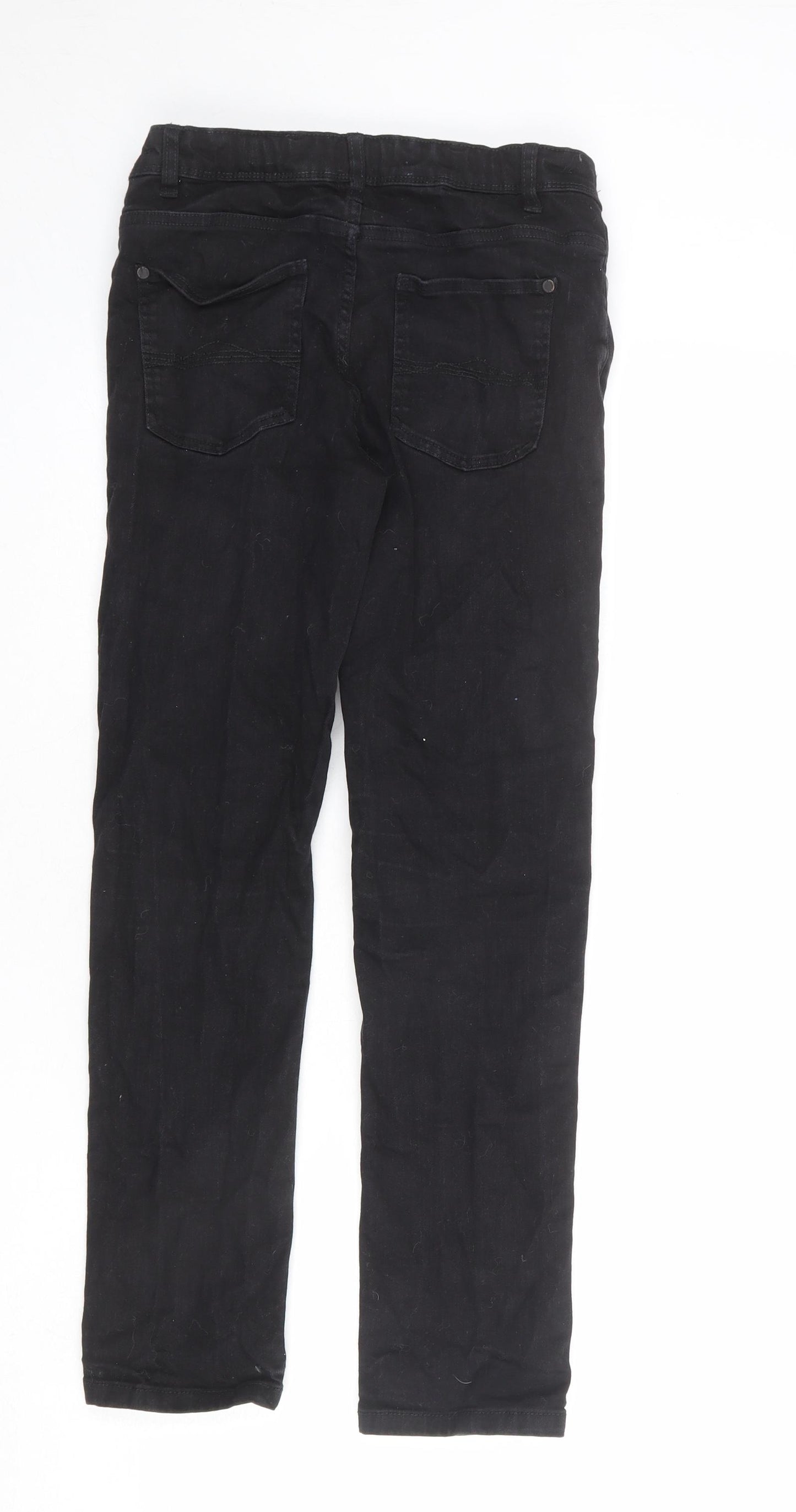 NEXT Boys Black Cotton Straight Jeans Size 12 Years L27 in Regular Zip