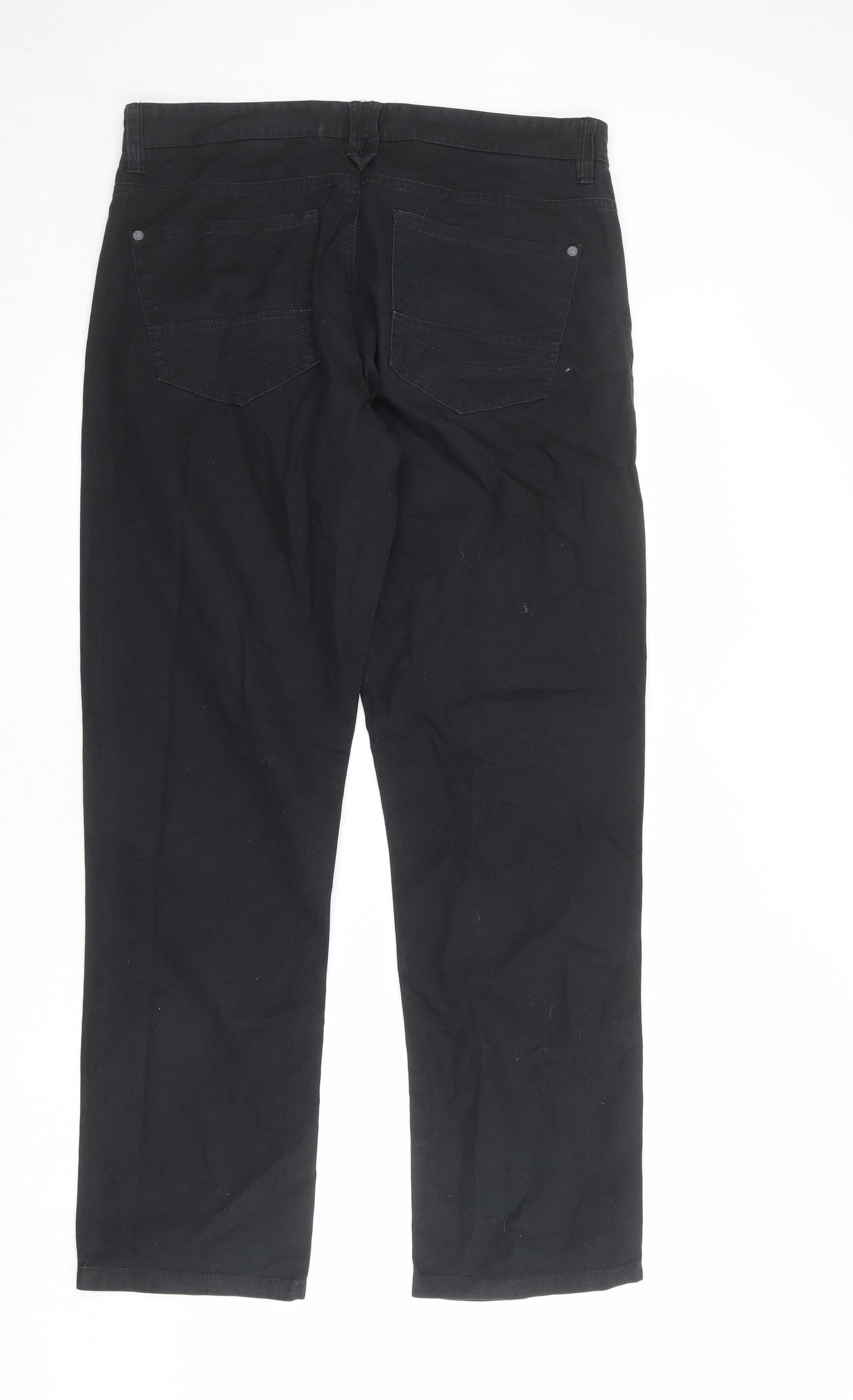 Easy Mens Black Cotton Straight Jeans Size 34 in L32 in Regular Zip