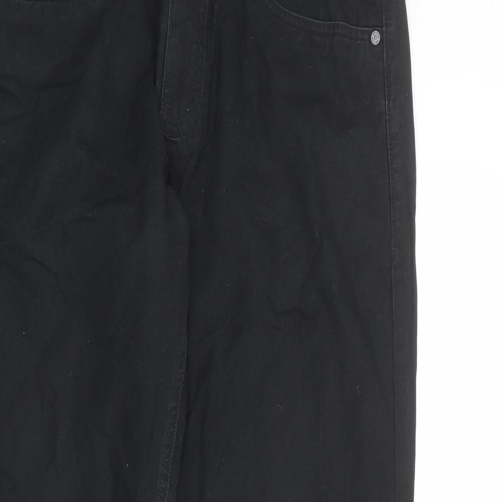 Easy Mens Black Cotton Straight Jeans Size 34 in L32 in Regular Zip
