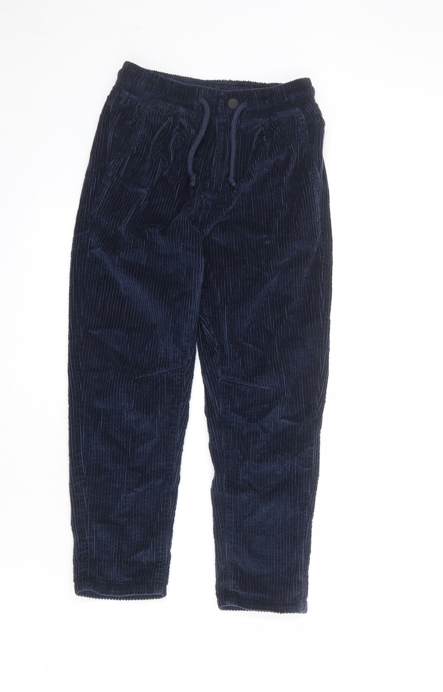 Marks and Spencer Boys Blue Cotton Carrot Trousers Size 6-7 Years L20 in Regular Zip