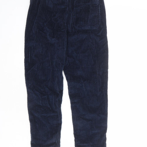 Marks and Spencer Boys Blue Cotton Carrot Trousers Size 6-7 Years L20 in Regular Zip