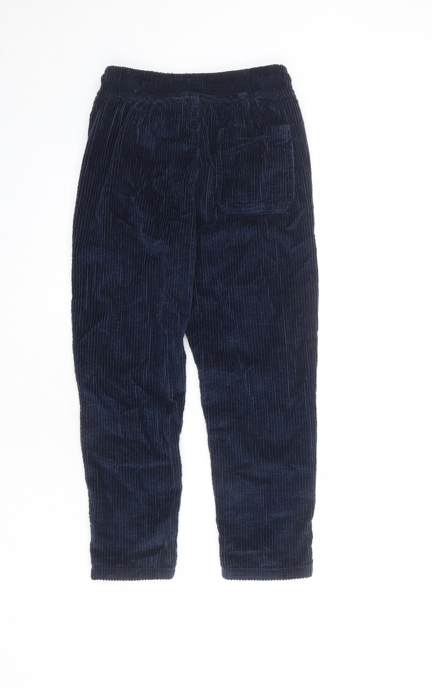 Marks and Spencer Boys Blue Cotton Carrot Trousers Size 6-7 Years L20 in Regular Zip