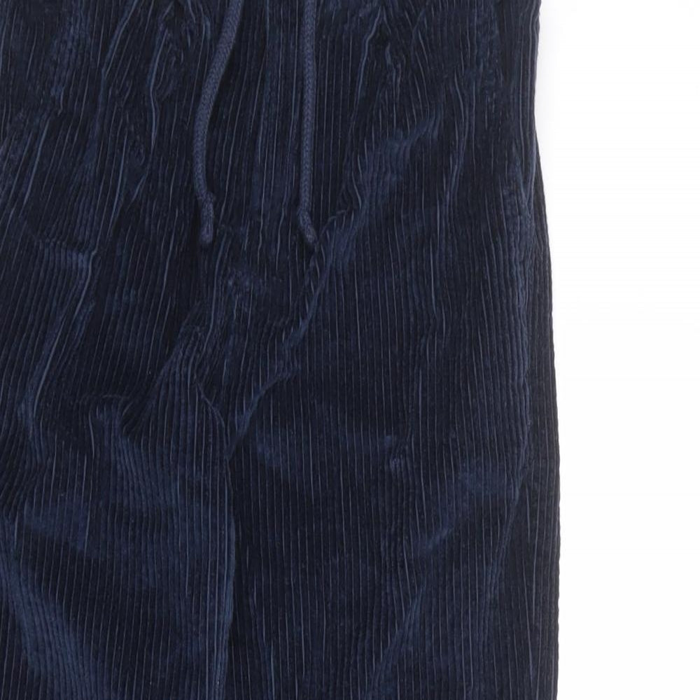 Marks and Spencer Boys Blue Cotton Carrot Trousers Size 6-7 Years L20 in Regular Zip