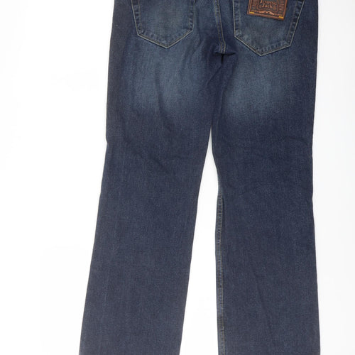 Easy Mens Blue Cotton Bootcut Jeans Size 32 in L30 in Regular Button