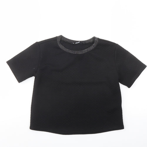 New Look Girls Black Polyester Pullover T-Shirt Size 12-13 Years Crew Neck Pullover - Neckline Detail