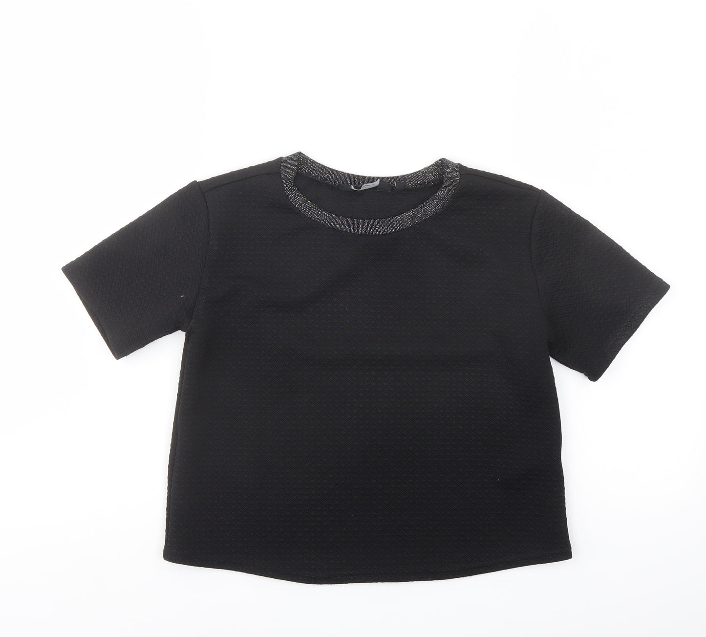 New Look Girls Black Polyester Pullover T-Shirt Size 12-13 Years Crew Neck Pullover - Neckline Detail