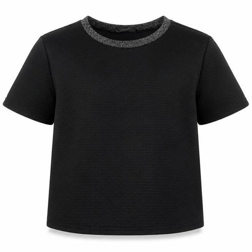 New Look Girls Black Polyester Pullover T-Shirt Size 12-13 Years Crew Neck Pullover - Neckline Detail