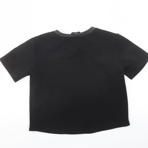 New Look Girls Black Polyester Pullover T-Shirt Size 12-13 Years Crew Neck Pullover - Neckline Detail