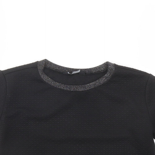 New Look Girls Black Polyester Pullover T-Shirt Size 12-13 Years Crew Neck Pullover - Neckline Detail