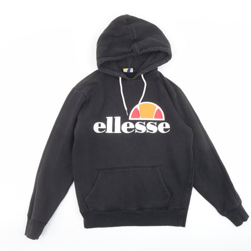 ellesse Womens Black Cotton Pullover Hoodie Size S Pullover - Ellesse Logo Drawstring Pocket