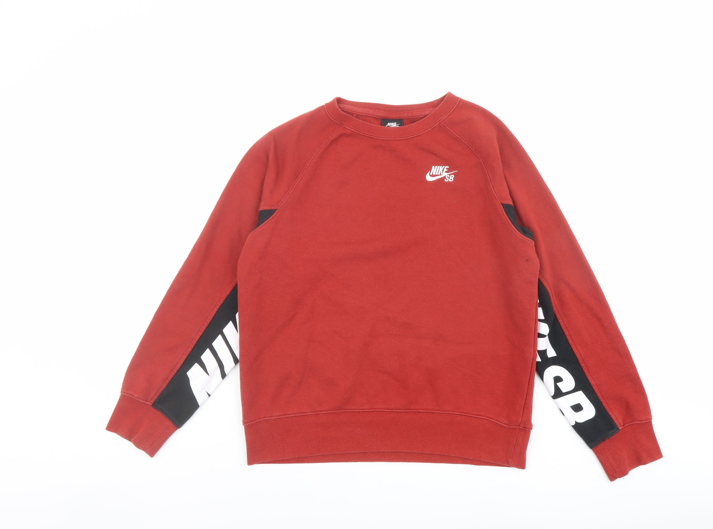 Nike Boys Red Cotton Pullover Sweatshirt Size 12-13 Years Pullover