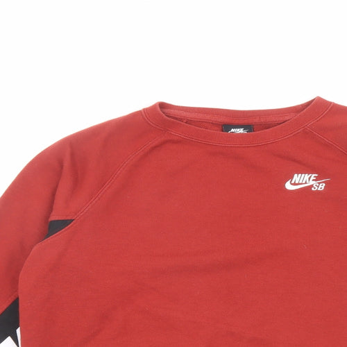 Nike Boys Red Cotton Pullover Sweatshirt Size 12-13 Years Pullover