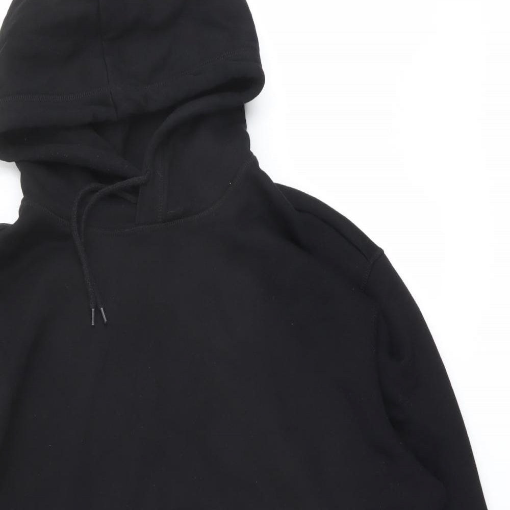 H&M Mens Black Cotton Pullover Hoodie Size L