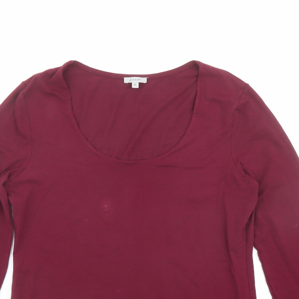 Jigsaw Womens Purple Cotton Basic T-Shirt Size M Scoop Neck