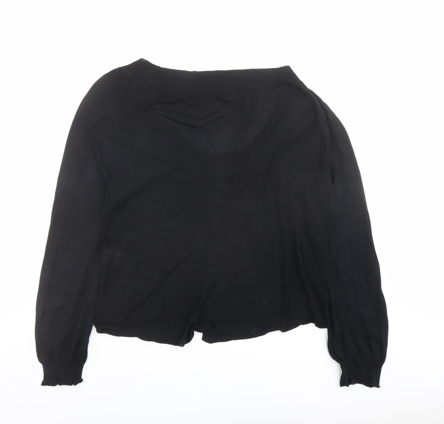 CCDK Womens Black Round Neck Silk Cardigan Jumper Size L