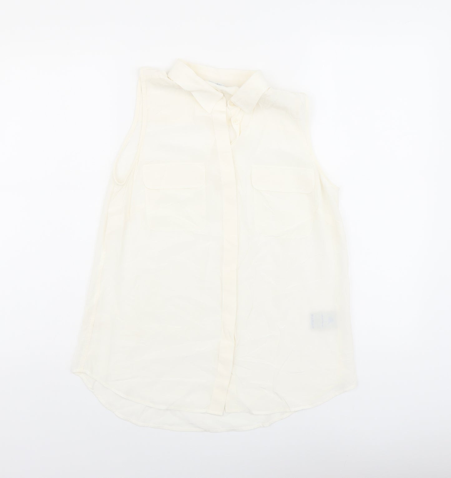 Boden Womens Ivory Silk Basic Button-Up Size 10 Collared