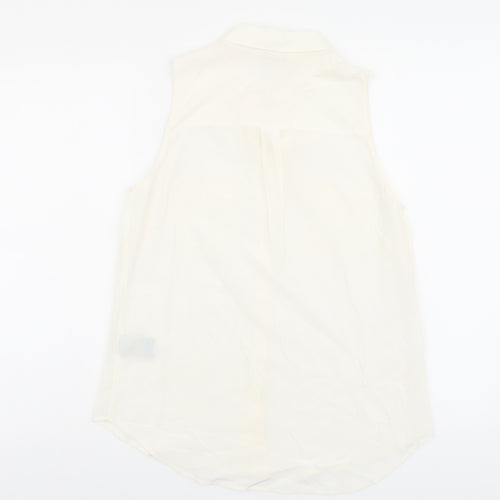 Boden Womens Ivory Silk Basic Button-Up Size 10 Collared