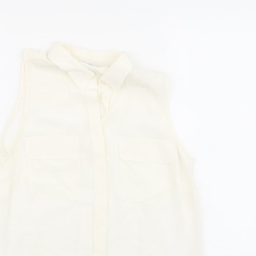 Boden Womens Ivory Silk Basic Button-Up Size 10 Collared