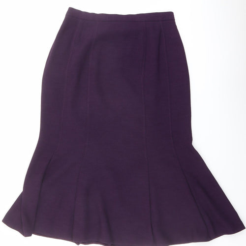 Lucinda Womens Purple Polyester Swing Skirt Size 12 Zip