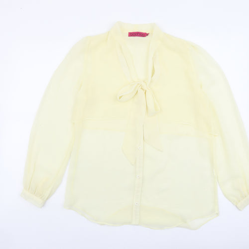 Boohoo Womens Ivory Polyester Basic Blouse Size 8 V-Neck