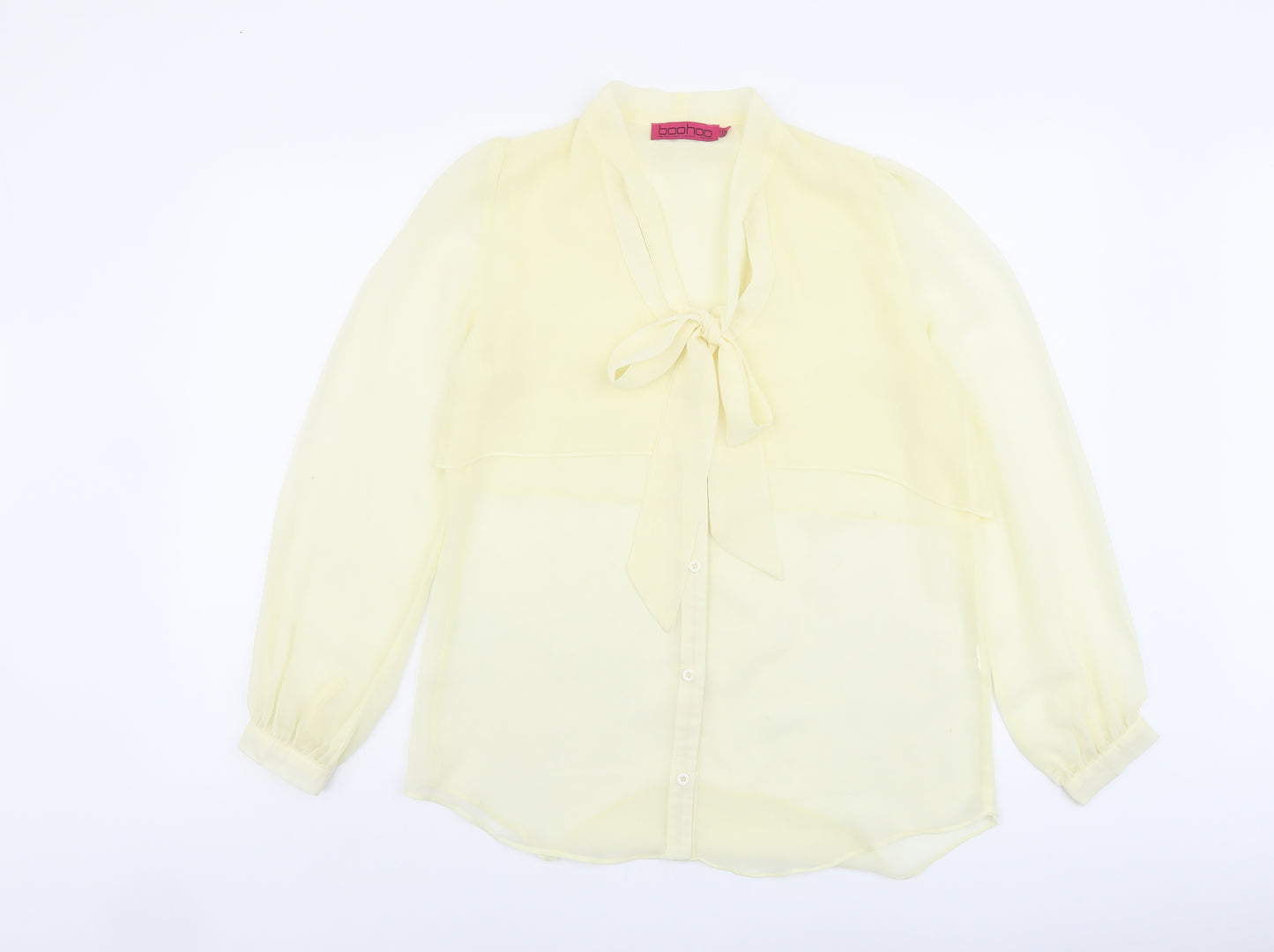 Boohoo Womens Ivory Polyester Basic Blouse Size 8 V-Neck