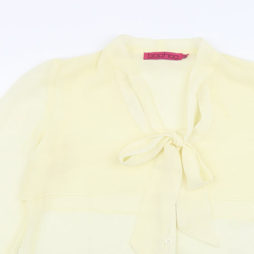 Boohoo Womens Ivory Polyester Basic Blouse Size 8 V-Neck