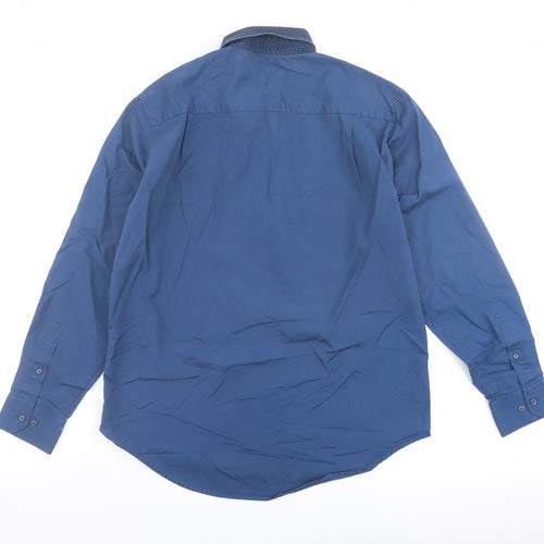 NEXT Mens Blue Cotton Button-Up Size 15.5 Collared Button