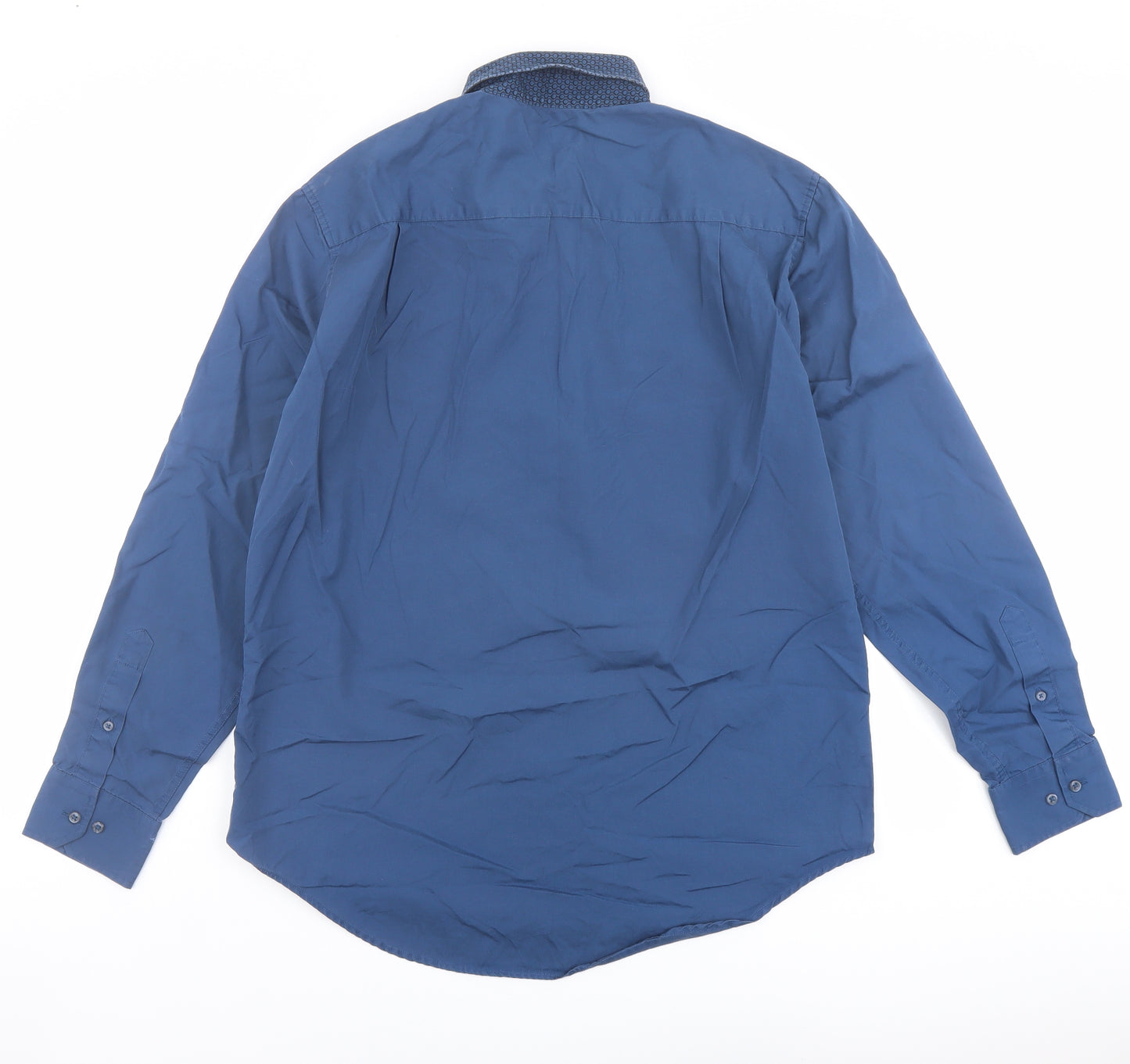 NEXT Mens Blue Cotton Button-Up Size 15.5 Collared Button