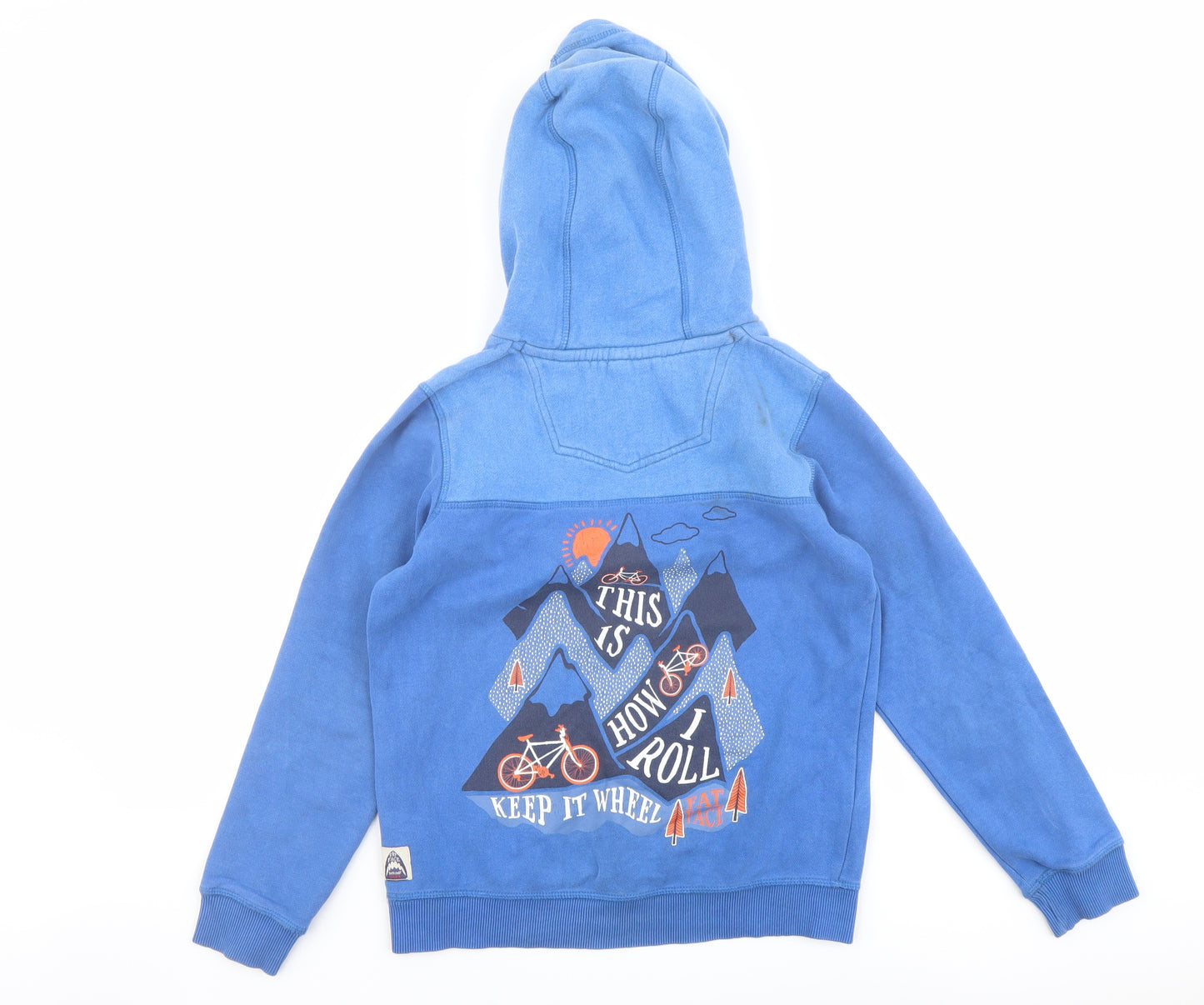 Fat Face Boys Blue Cotton Pullover Hoodie Size 10-11 Years Pullover