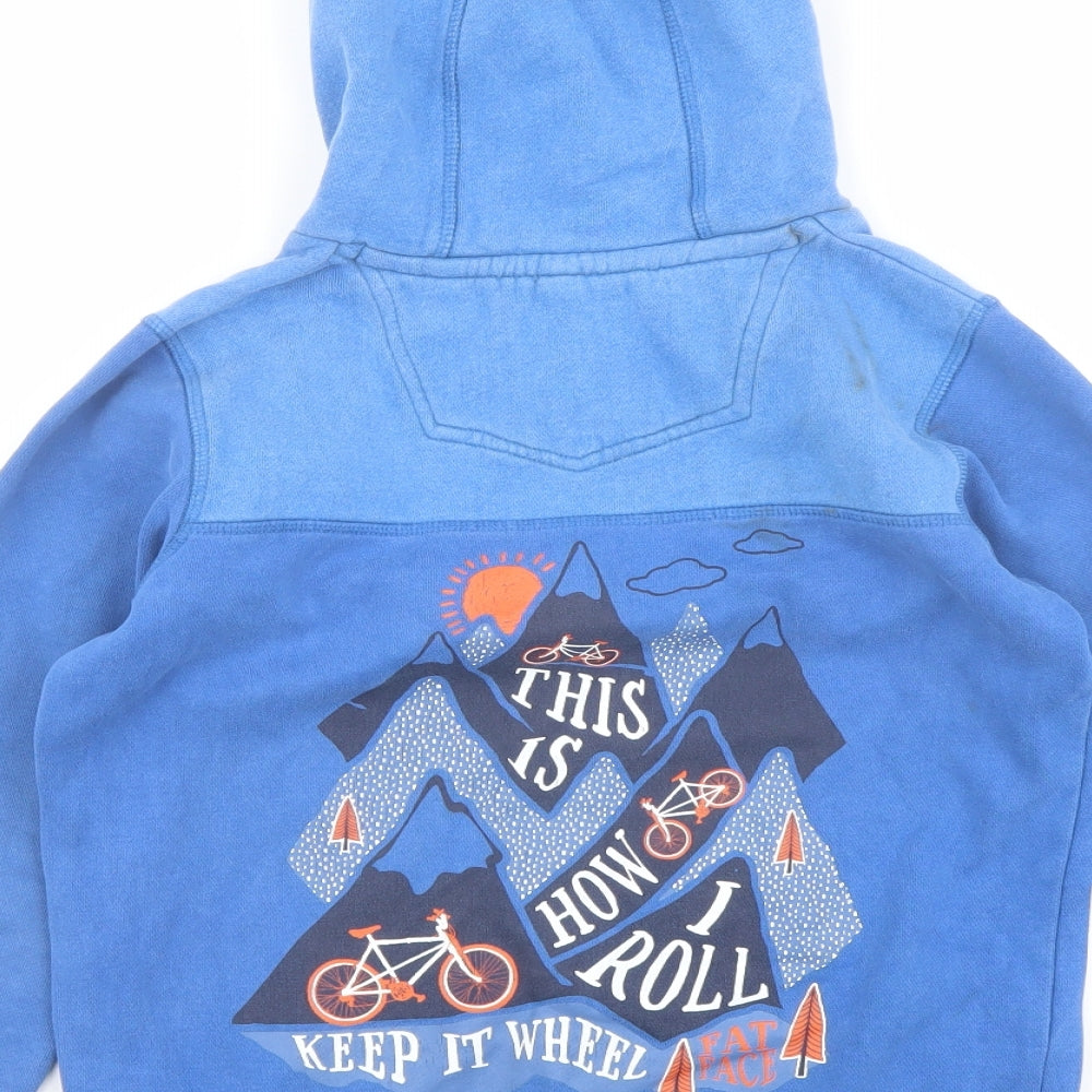 Fat Face Boys Blue Cotton Pullover Hoodie Size 10-11 Years Pullover