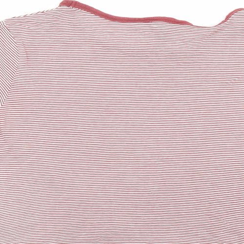 New Look Womens Red Striped Cotton Basic T-Shirt Size 14 Round Neck