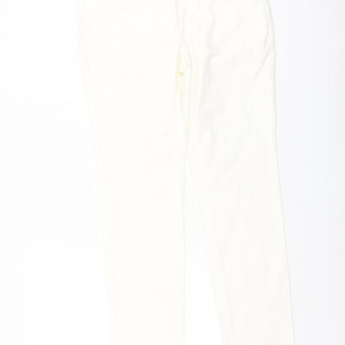 Descente Womens Ivory Cotton Straight Jeans Size 6 L29 in Regular Button