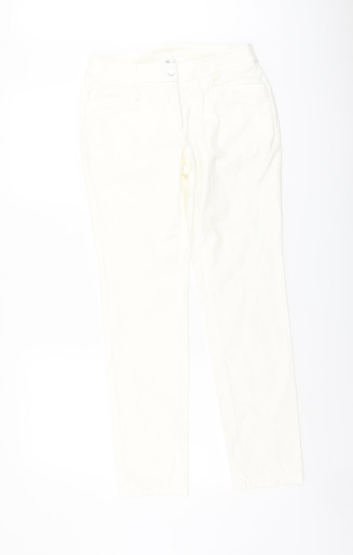 Descente Womens Ivory Cotton Straight Jeans Size 6 L29 in Regular Button