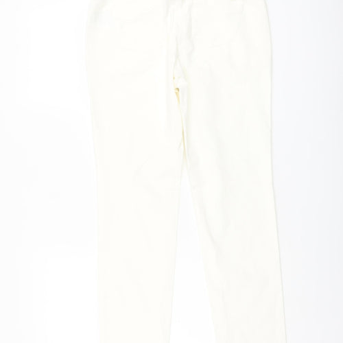 Descente Womens Ivory Cotton Straight Jeans Size 6 L29 in Regular Button