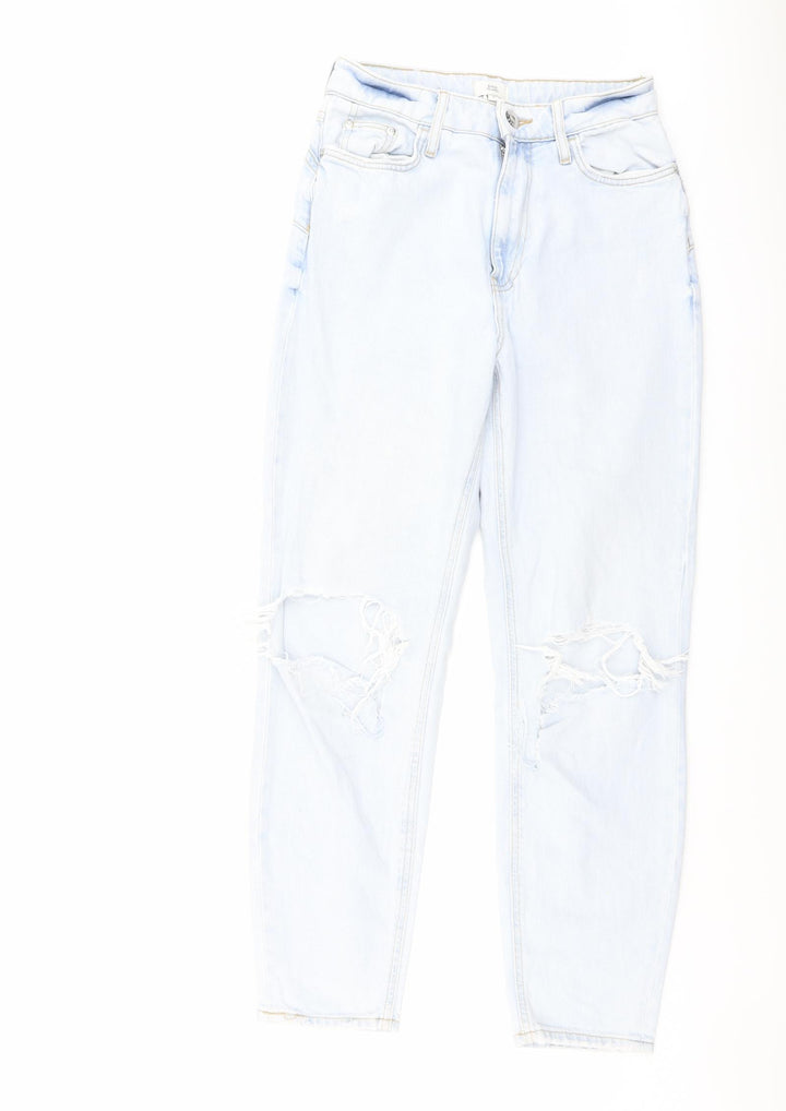 River Island Womens Blue Cotton Tapered Jeans Size 8 L27 in Regular Button
