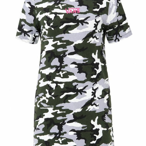 VANS Womens Multicoloured Camouflage Cotton T-Shirt Dress Size S Crew Neck Pullover