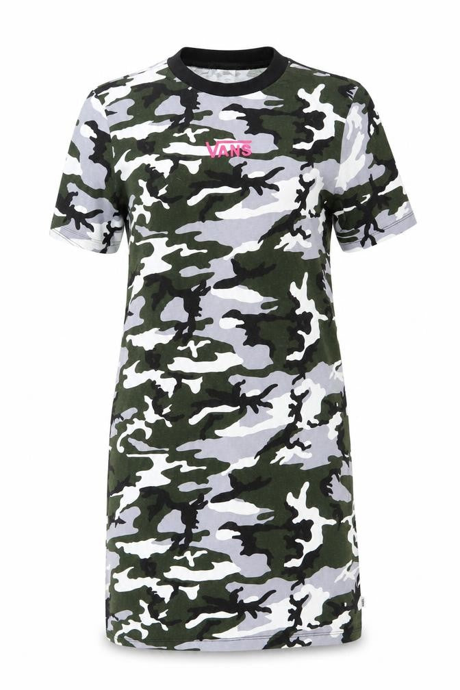 VANS Womens Multicoloured Camouflage Cotton T-Shirt Dress Size S Crew Neck Pullover