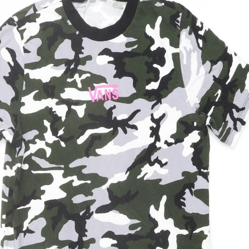 VANS Womens Multicoloured Camouflage Cotton T-Shirt Dress Size S Crew Neck Pullover