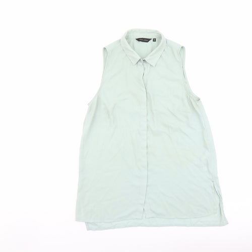 New Look Womens Green Polyester Basic Button-Up Size 10 Collared