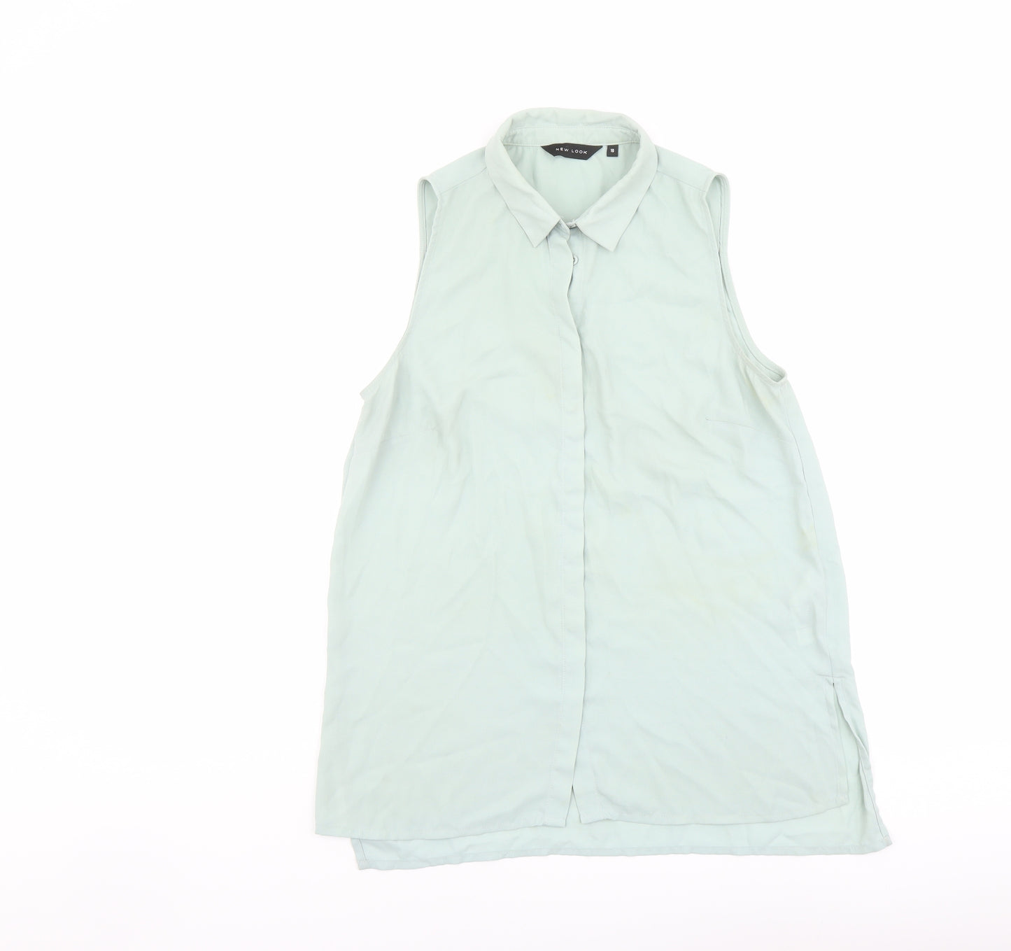 New Look Womens Green Polyester Basic Button-Up Size 10 Collared