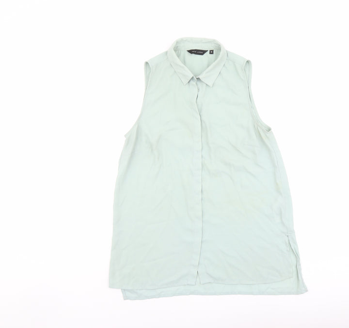 New Look Womens Green Polyester Basic Button-Up Size 10 Collared
