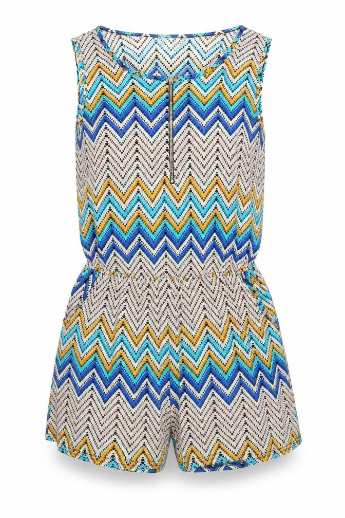 Conos Womens Multicoloured Geometric Polyester Playsuit One-Piece Size XL Zip - Size XL - XXL